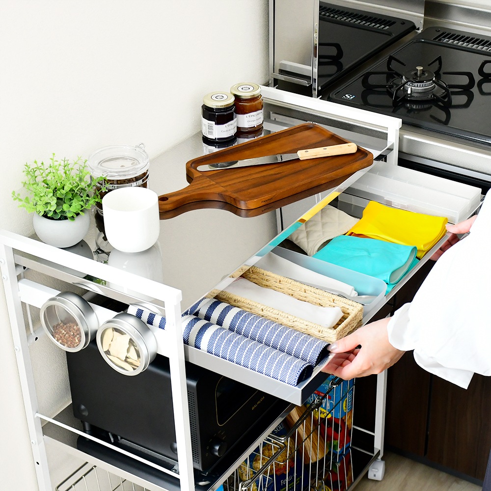 クラルテ ステンレス棚マルチワゴン【引出1・幅73】