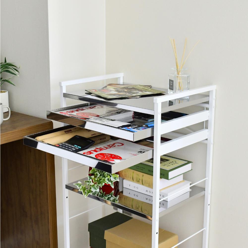 クラルテ ステンレス棚マルチワゴン【引出2・幅50】