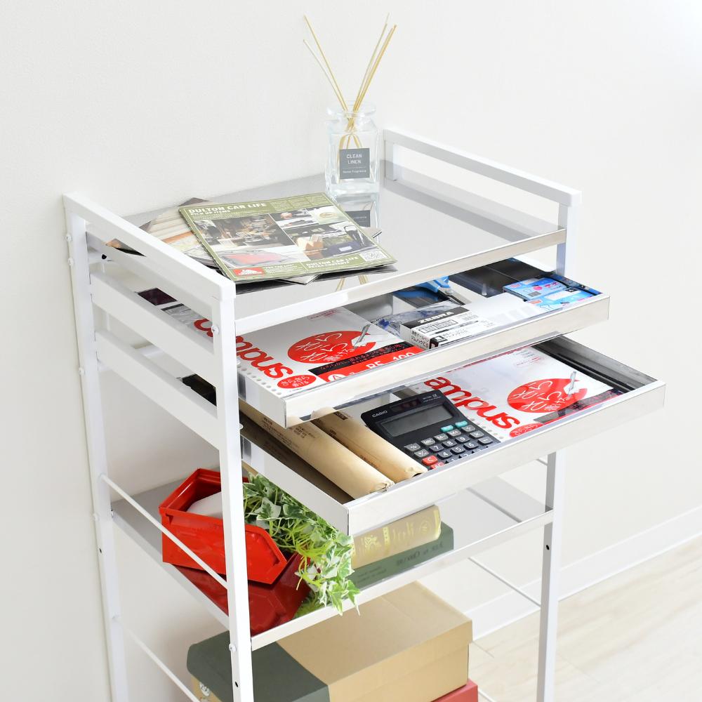 クラルテ ステンレス棚マルチワゴン【引出2・幅50】