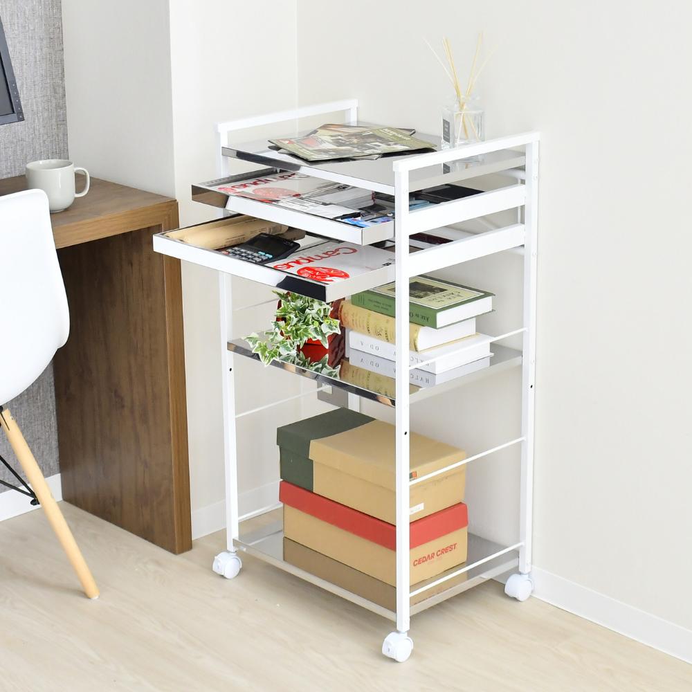 クラルテ ステンレス棚マルチワゴン【引出2・幅50】