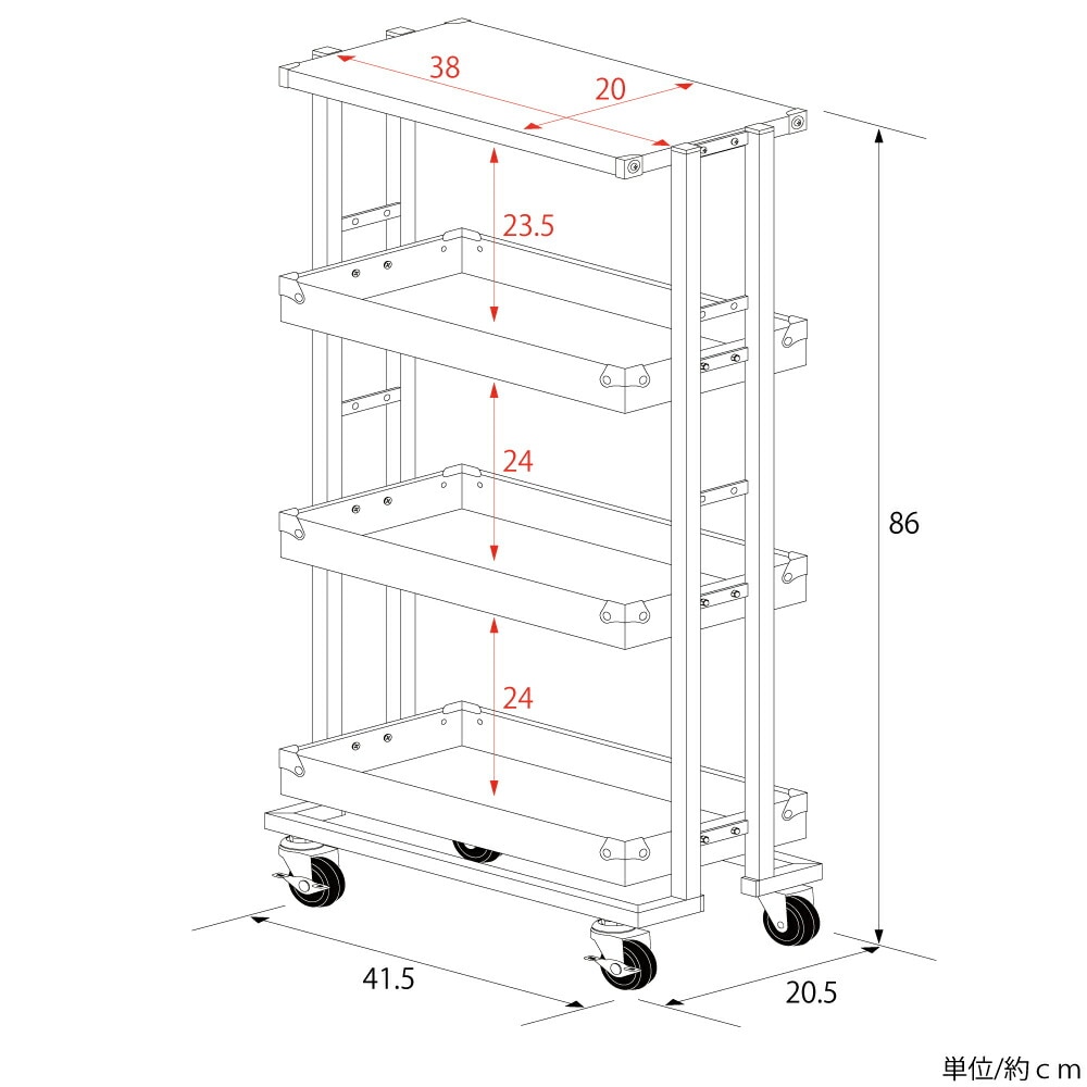 ステンレス製 コンパクトキッチンワゴン