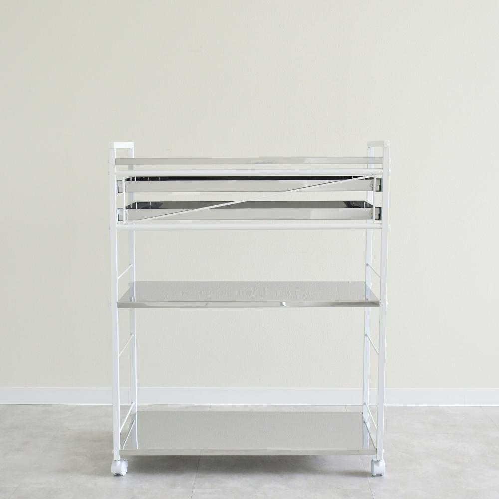 クラルテ ステンレス棚マルチワゴン【引出2・幅73】