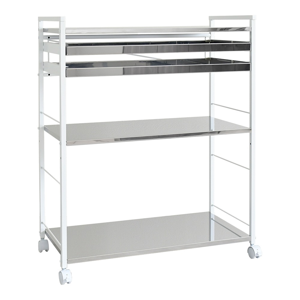 クラルテ ステンレス棚マルチワゴン【引出2・幅73】