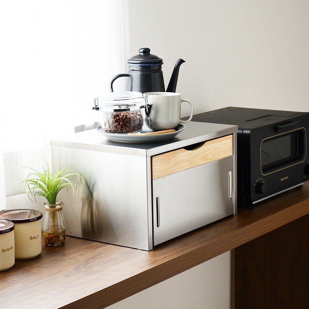 ステンレス製 ブレッドケース型トースターラック【木製トレー付き