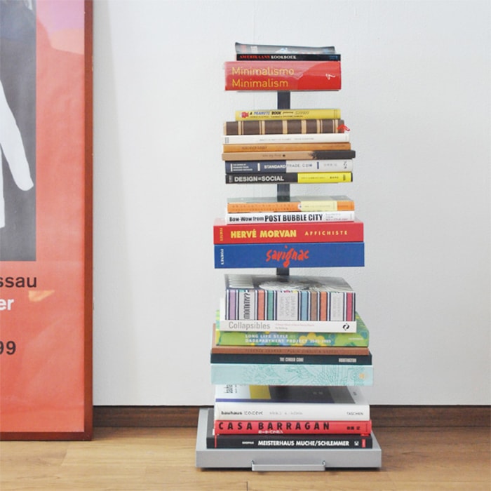 Tsum dock ブックタワー【隠しキャスター付・ロータイプ5段／シルバー