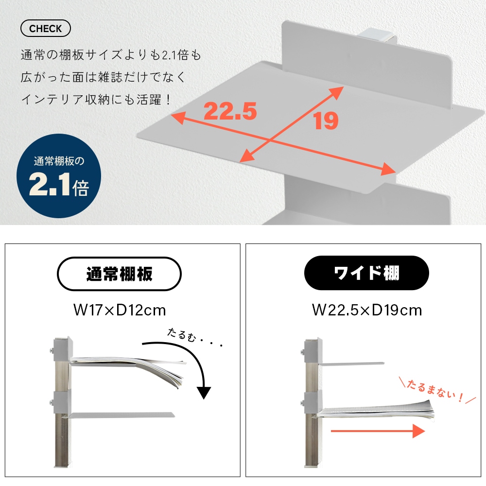 【オプション】Tsum dock ブックタワー用ワイド棚【同色2枚組・シルバー／アイボリー】