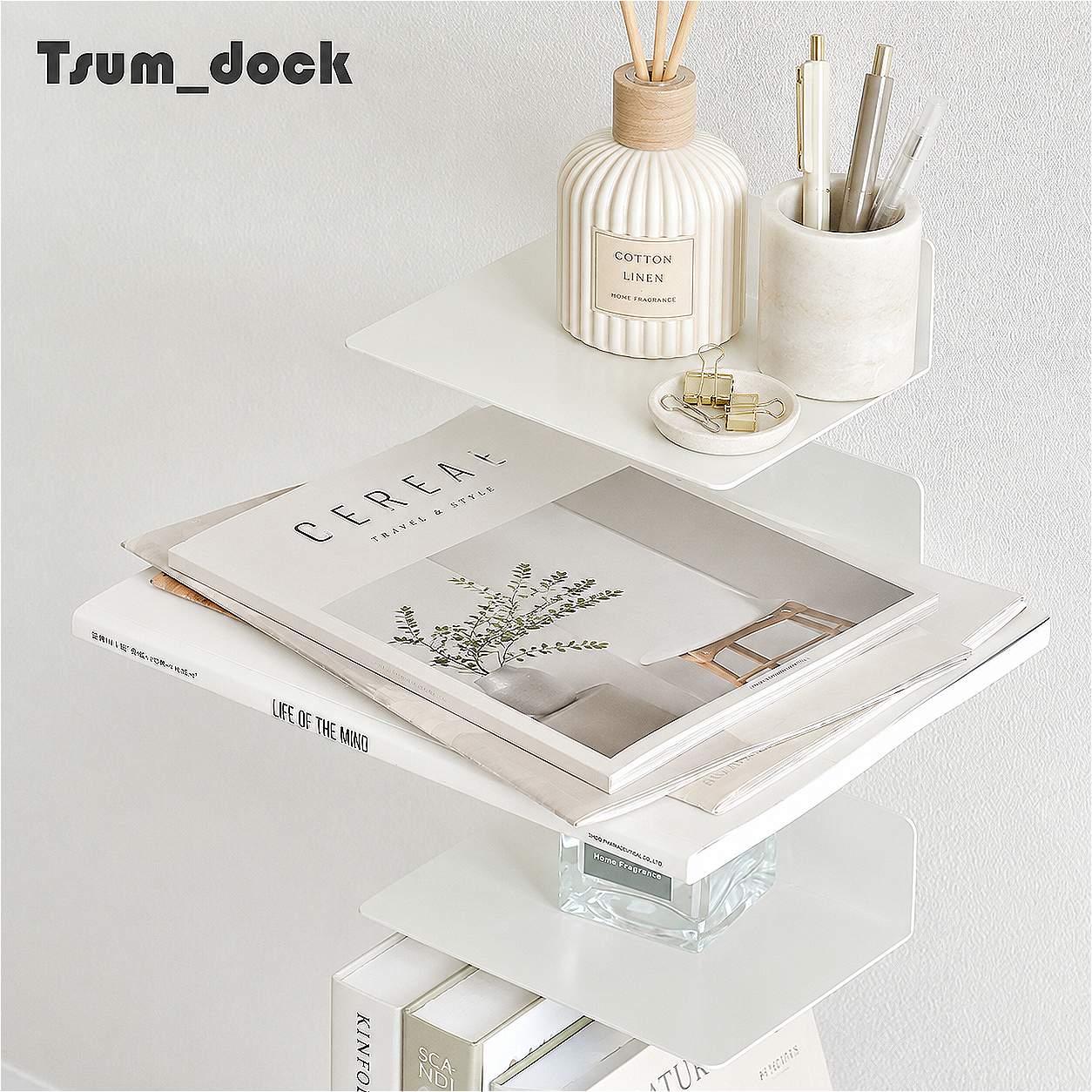 【オプション】Tsum dock ブックタワー用ワイド棚【同色2枚組・シルバー／アイボリー／レッド／ブラウン／ダークグレー／ダークグリーン】