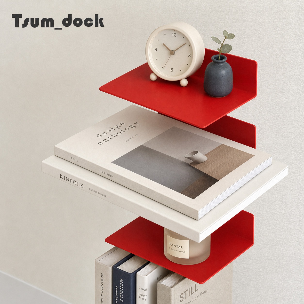 【オプション】Tsum dock ブックタワー用ワイド棚【同色2枚組・シルバー／アイボリー／レッド／ブラウン／ダークグレー／ダークグリーン】