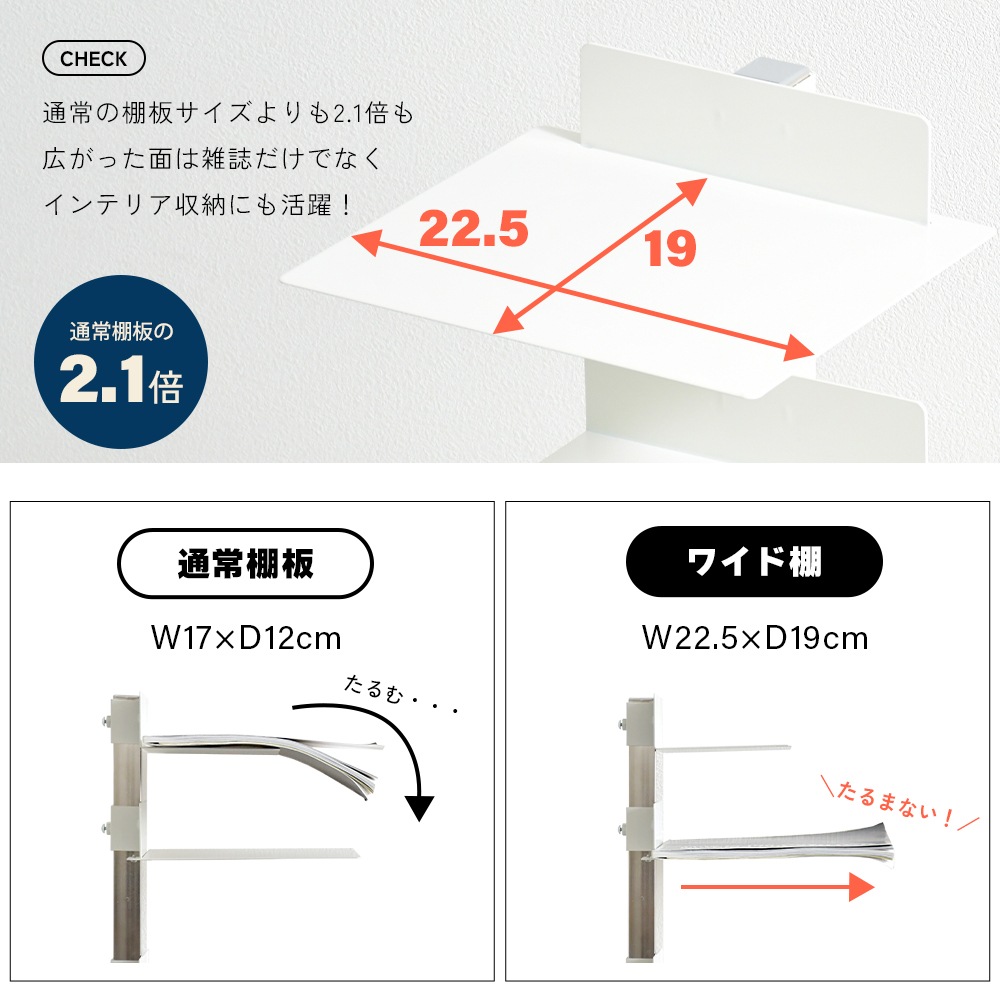 【オプション】Tsum dock ブックタワー用ワイド棚【同色2枚組・シルバー／アイボリー】
