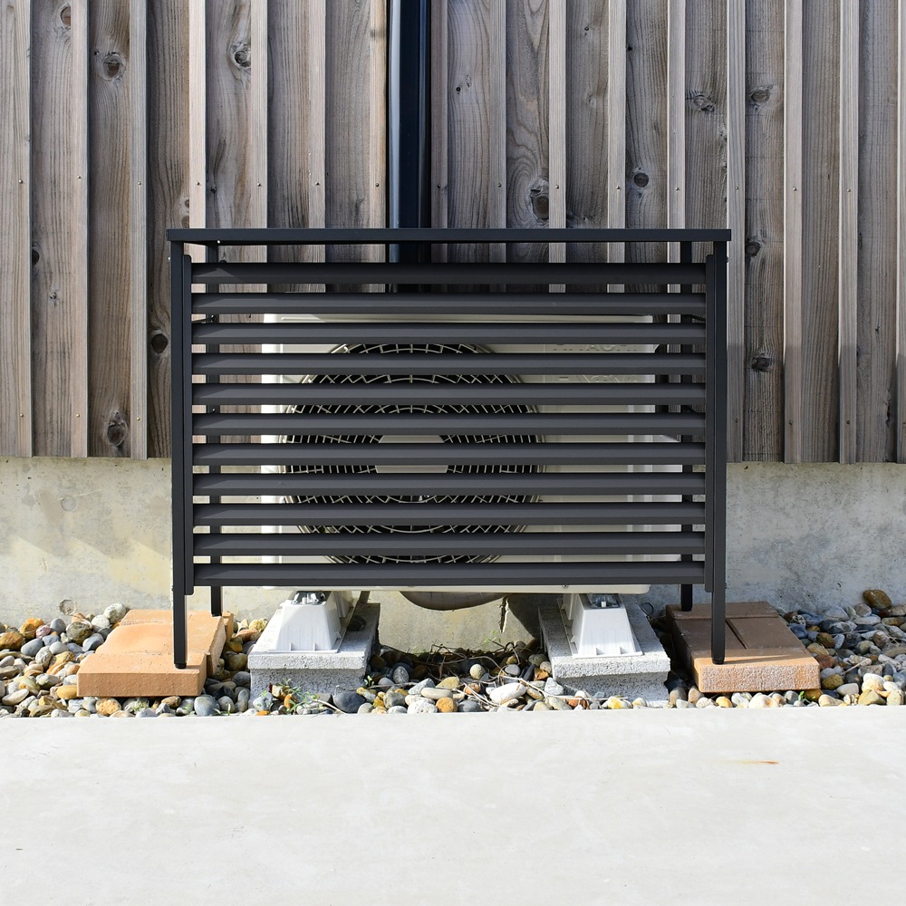 ルーバー室外機カバー 標準タイプ　オールブラック【風向調整・幅91cm】