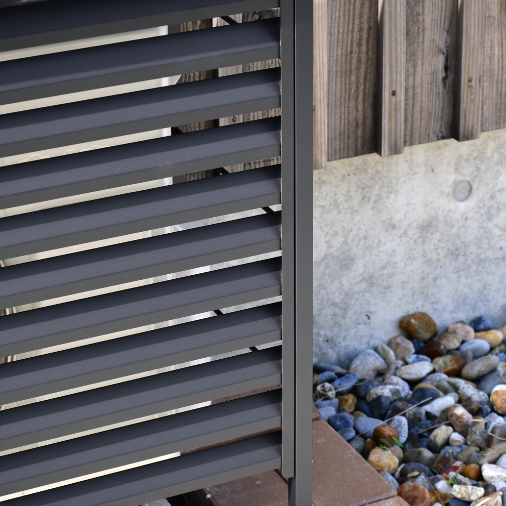 ルーバー室外機カバー 標準タイプ　オールブラック【風向調整・幅91cm】