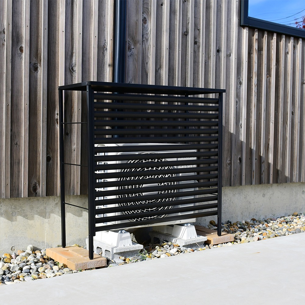 ルーバー室外機カバー 大型タイプ　オールブラック【風向調整・幅101.5cm】