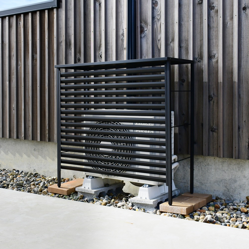 ルーバー室外機カバー 大型タイプ　オールブラック【風向調整・幅101.5cm】