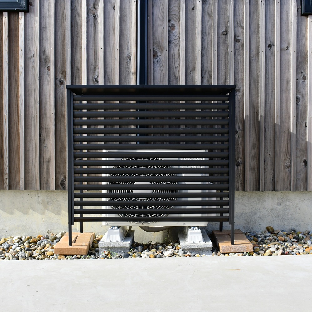 ルーバー室外機カバー 大型タイプ　オールブラック【風向調整・幅101.5cm】