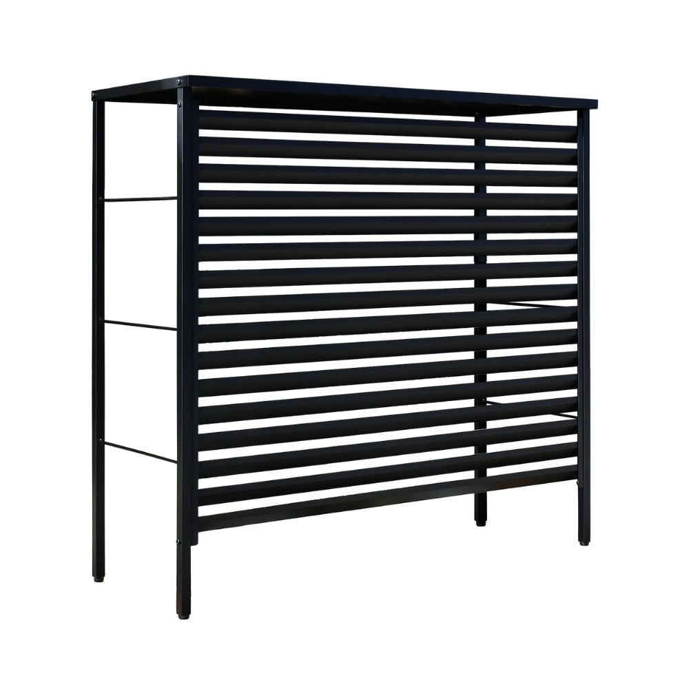 ルーバー室外機カバー 大型タイプ　オールブラック【風向調整・幅101.5cm】