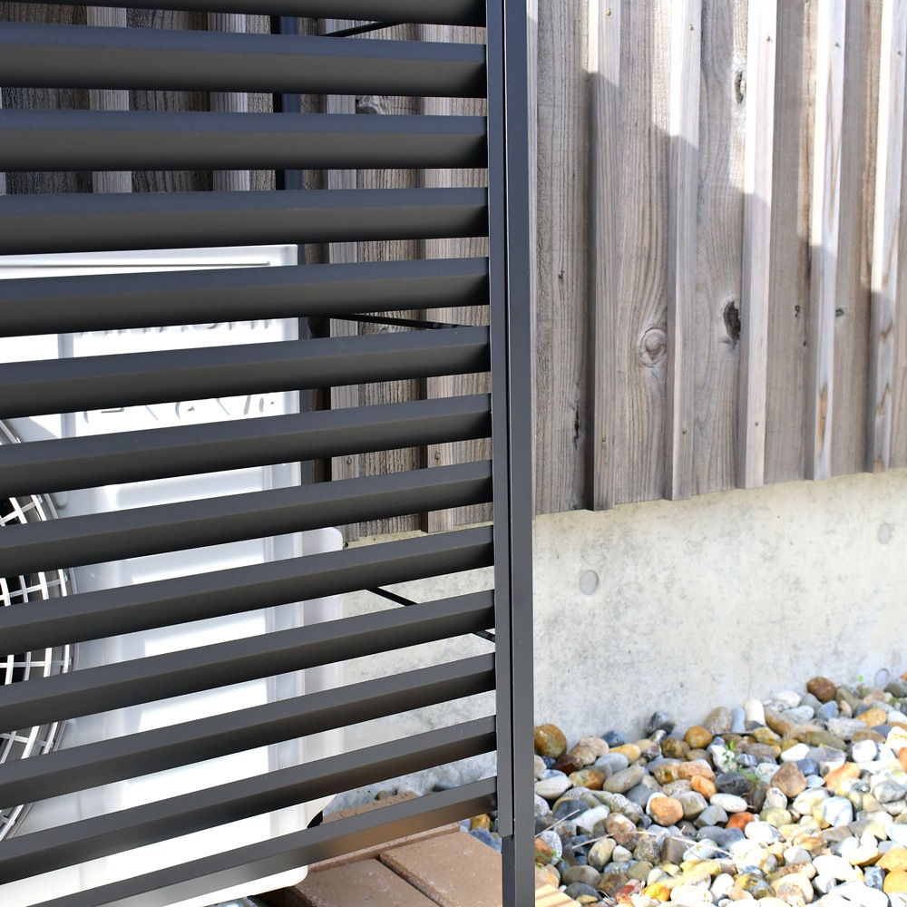 ルーバー室外機カバー 大型タイプ　オールブラック【風向調整・幅101.5cm】