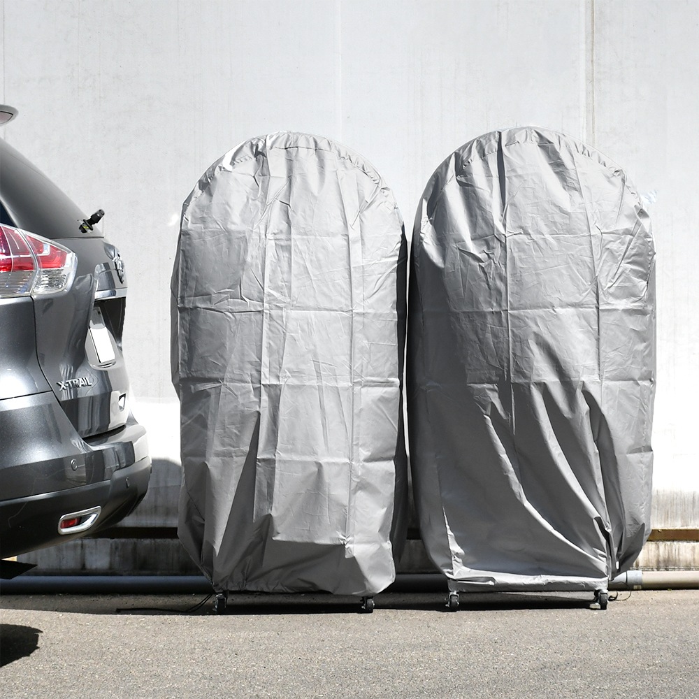 頑丈薄型タイヤラック SUV/RV車用【2個組・幅28cm・カバー付き】