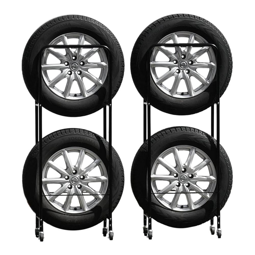頑丈薄型タイヤラック SUV/RV車用【2個組・幅28cm・カバー付き】