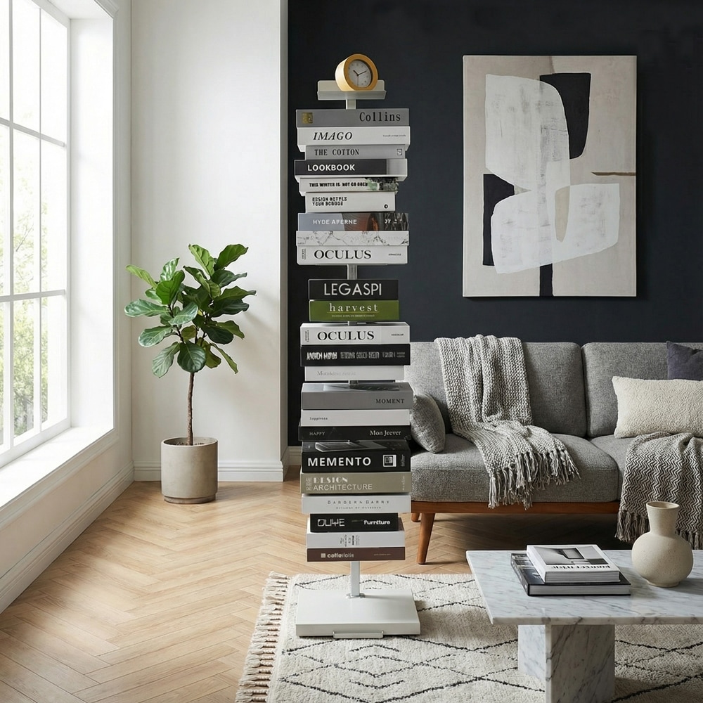 Tsum dock ブックタワー【隠しキャスター付・プレミアムタイプ10段／アイボリー、ブラウン】 