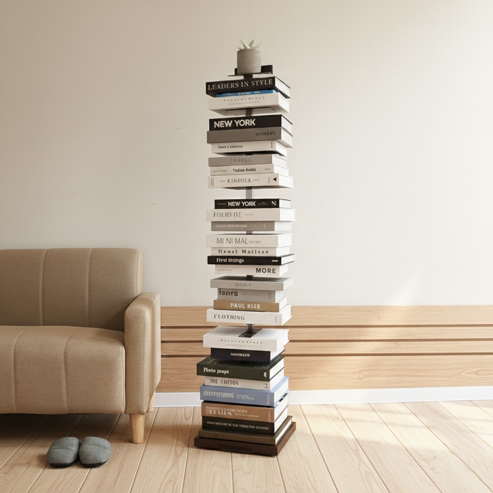 Tsum dock ブックタワー【隠しキャスター付・プレミアムタイプ10段／アイボリー、ブラウン】 