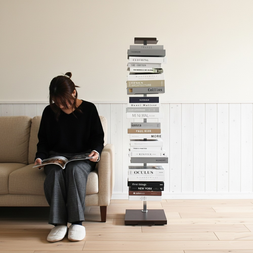 Tsum dock ブックタワー【隠しキャスター付・プレミアムタイプ10段／アイボリー、ブラウン】 