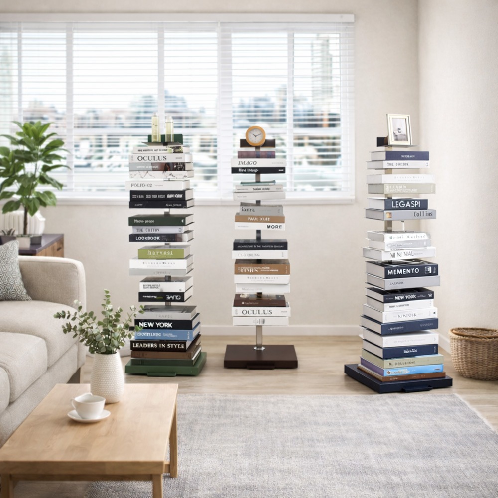 Tsum dock ブックタワー【隠しキャスター付・ハイタイプ8段／ブラウン、ネイビーグレー、ダークグリーン】