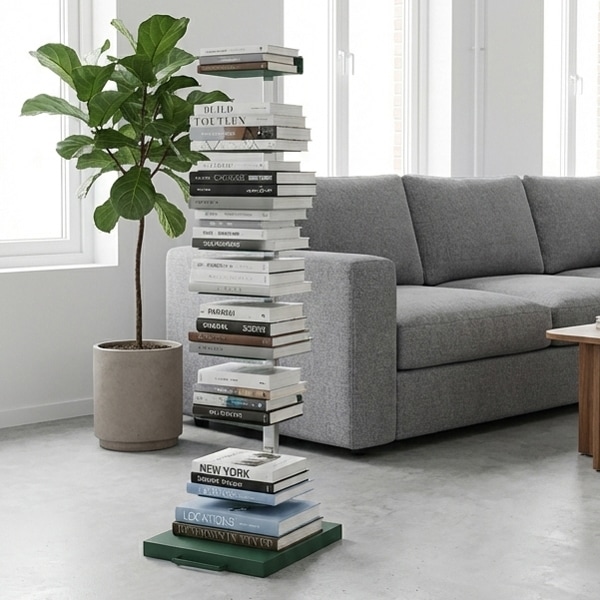 Tsum dock ブックタワー【隠しキャスター付・ハイタイプ8段／ブラウン