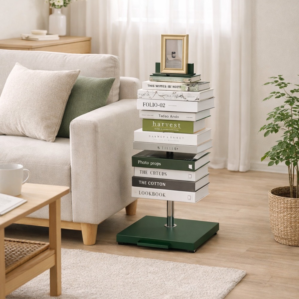 Tsum dock ブックタワー【隠しキャスター付・ロータイプ5段／ブラウン、ネイビーグレー、ダークグリーン】