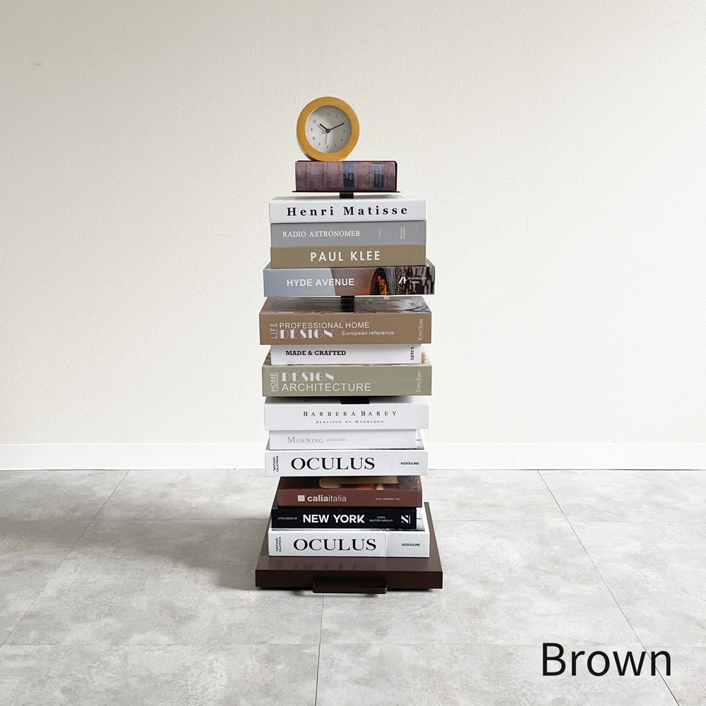 Tsum dock ブックタワー【隠しキャスター付・ロータイプ5段／ブラウン