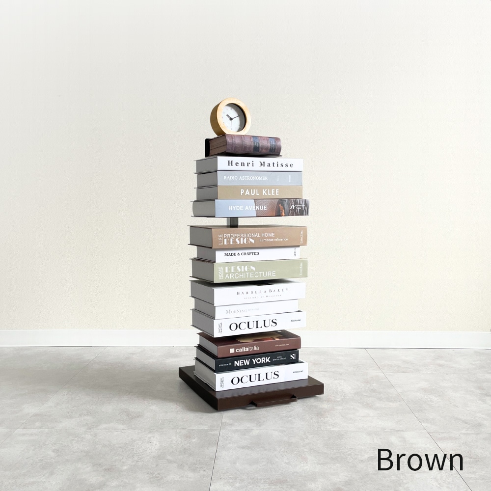 Tsum dock ブックタワー【隠しキャスター付・ロータイプ5段／ブラウン