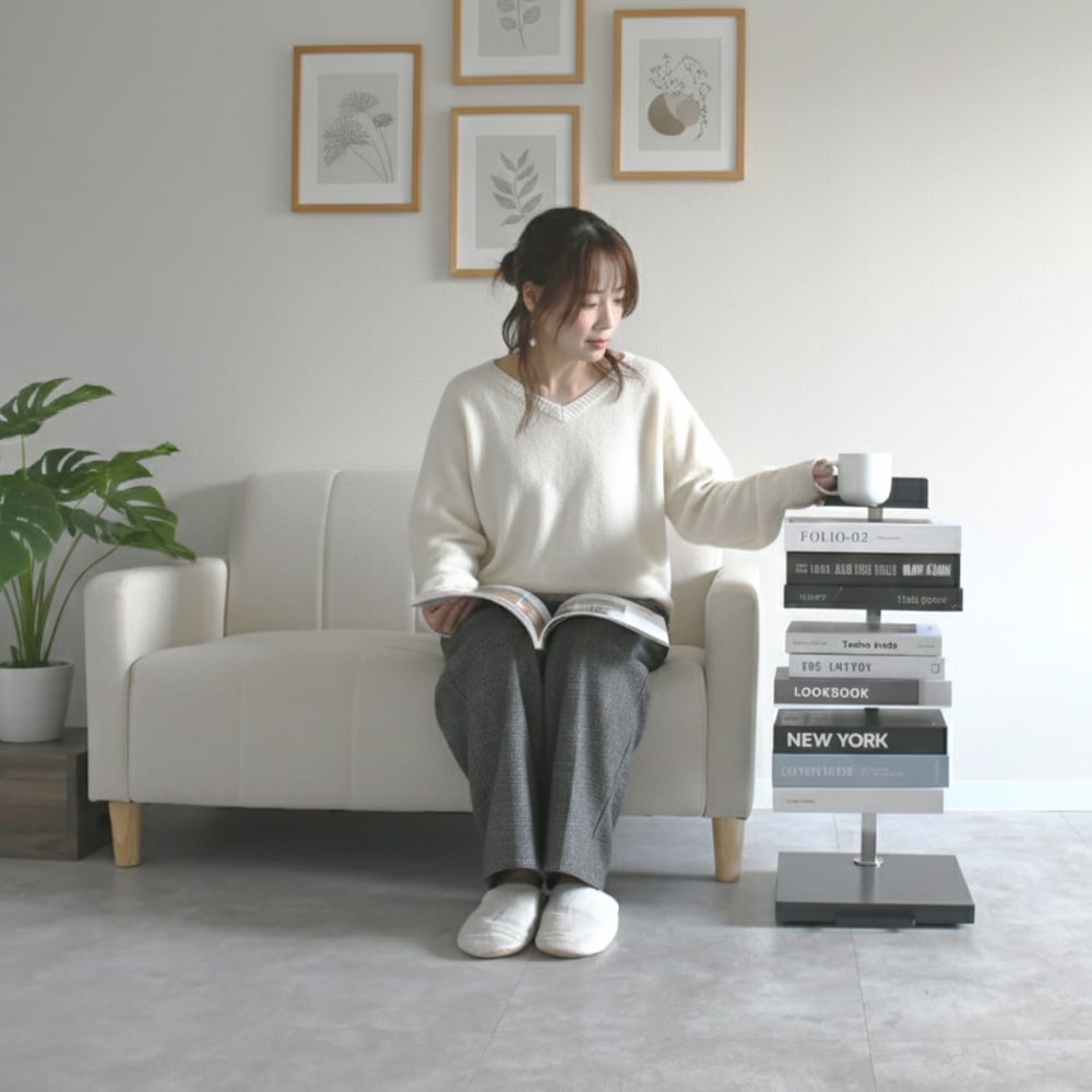 Tsum dock ブックタワー【隠しキャスター付・ロータイプ5段／ブラウン、ネイビーグレー、ダークグリーン】