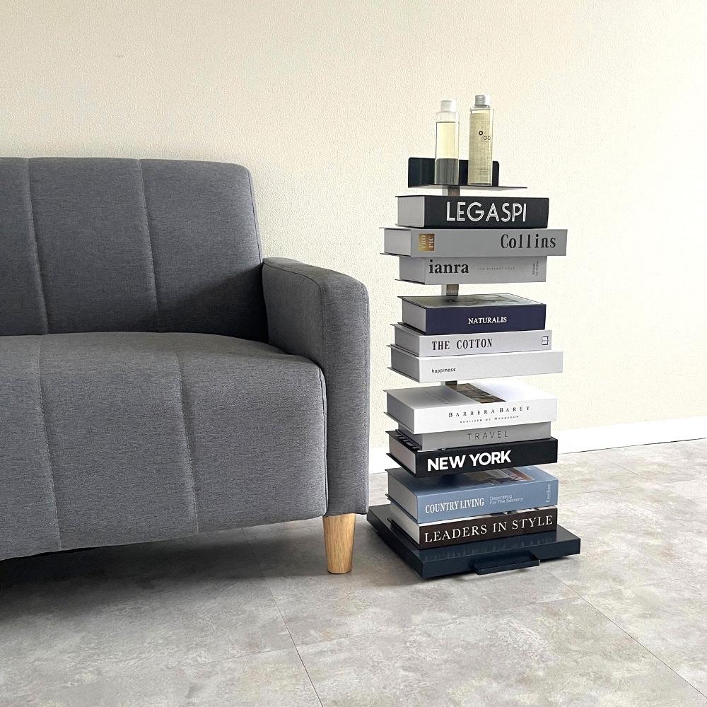 Tsum dock ブックタワー【隠しキャスター付・ロータイプ5段／ブラウン