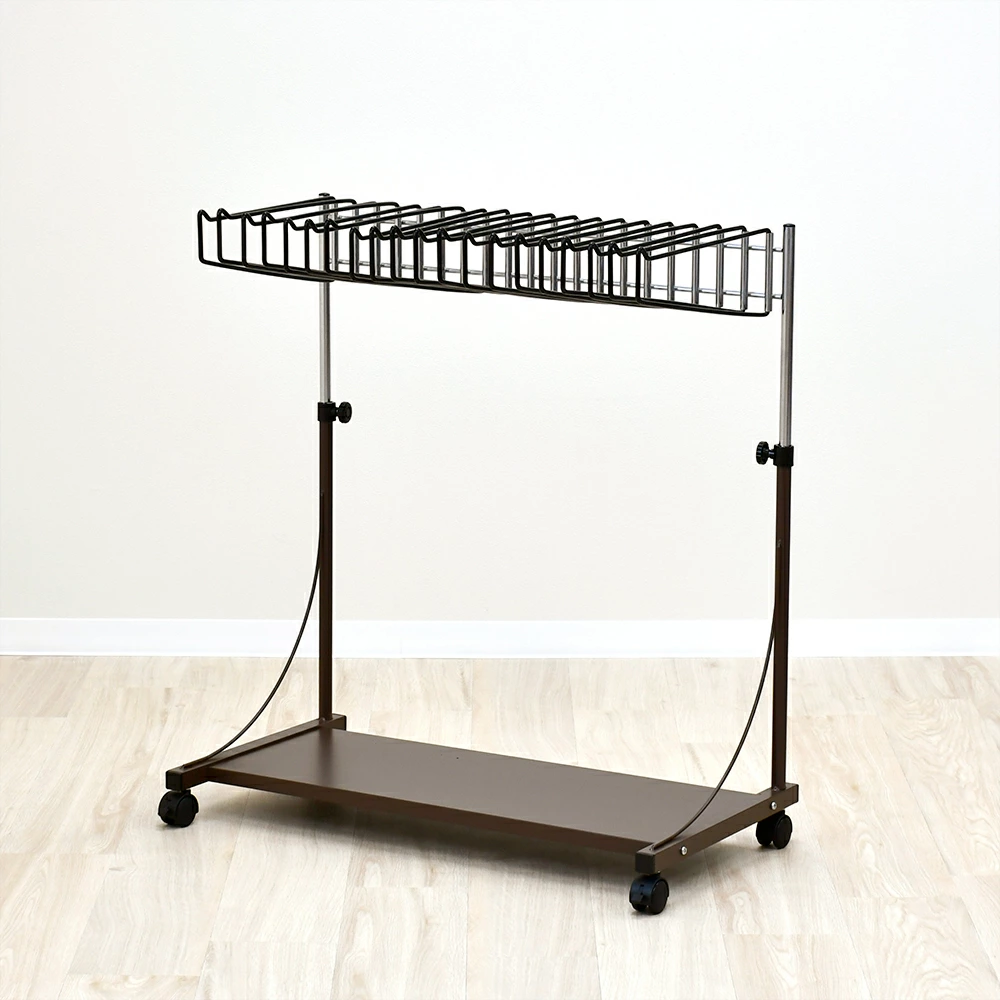 スラックスハンガー高さ伸縮式【20本掛・棚板付き】