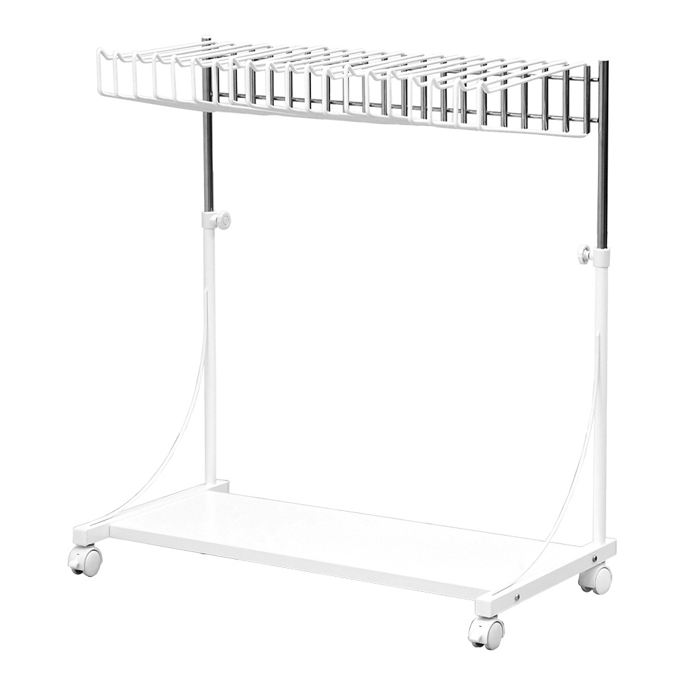 スラックスハンガー高さ伸縮式【20本掛・棚板付き】