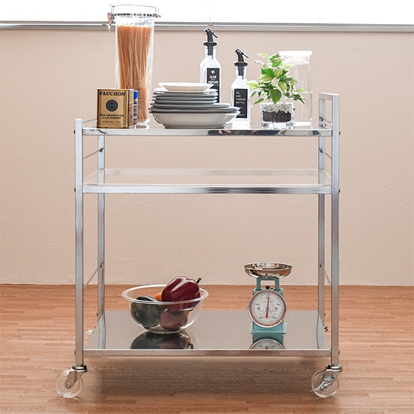 ステンレス×アクリル棚 キッチンワゴン【幅43.5×奥行66cm】 | キッチン