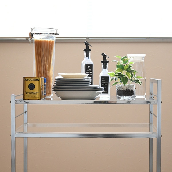 ステンレス×アクリル棚 キッチンワゴン【幅43.5×奥行66cm】 | キッチン