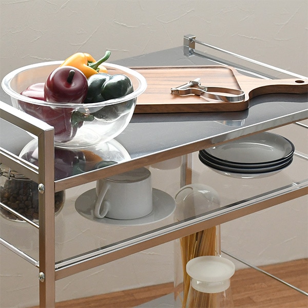 ステンレス×アクリル棚 キッチンワゴン【幅43.5×奥行66cm】 | キッチン