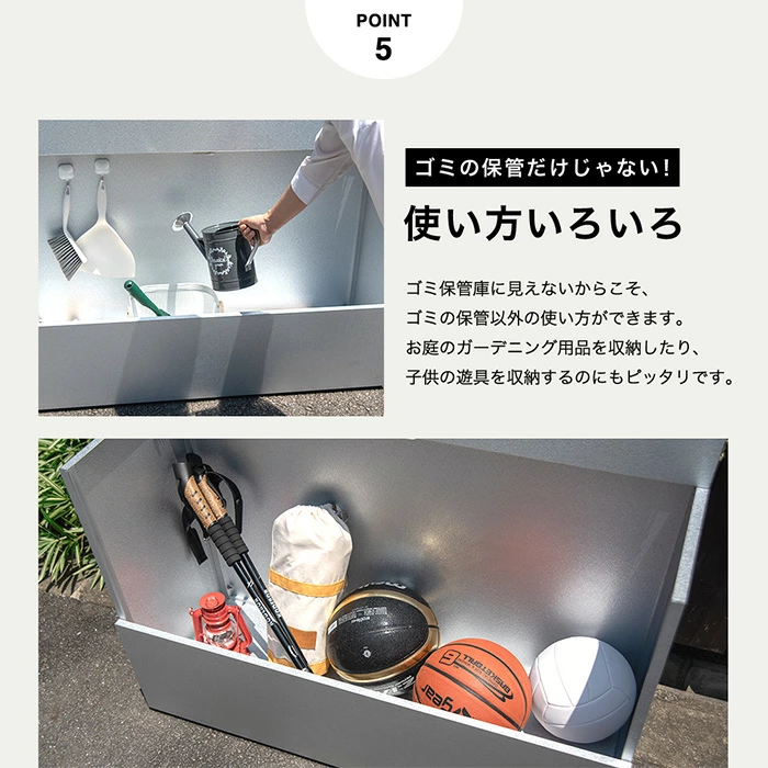 ガルバリウム製 屋外ゴミ収納庫【幅100×奥行38cm／天板・前面フルオープンタイプ】