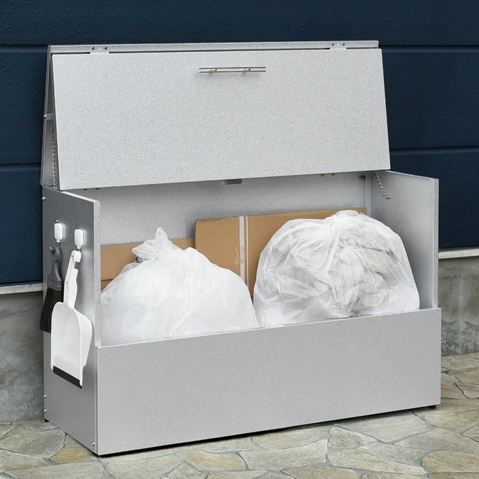 ガルバリウム製 屋外ゴミ収納庫【幅100×奥行38cm／天板・前面フルオープンタイプ】