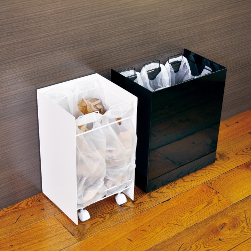 kakusu 手提げ袋専用ダストボックス【隠しキャスター／3分別・容量15L×3】