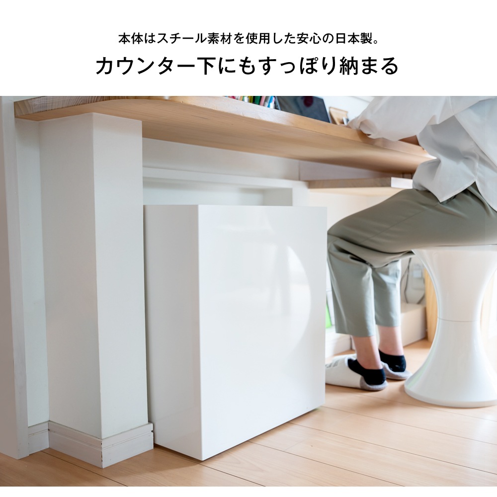 kakusu 手提げ袋専用ダストボックス【隠しキャスター／3分別・容量15L×3】