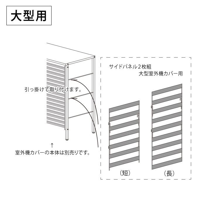 【オプション】サイドパネル2枚組 大型室外機カバー用 