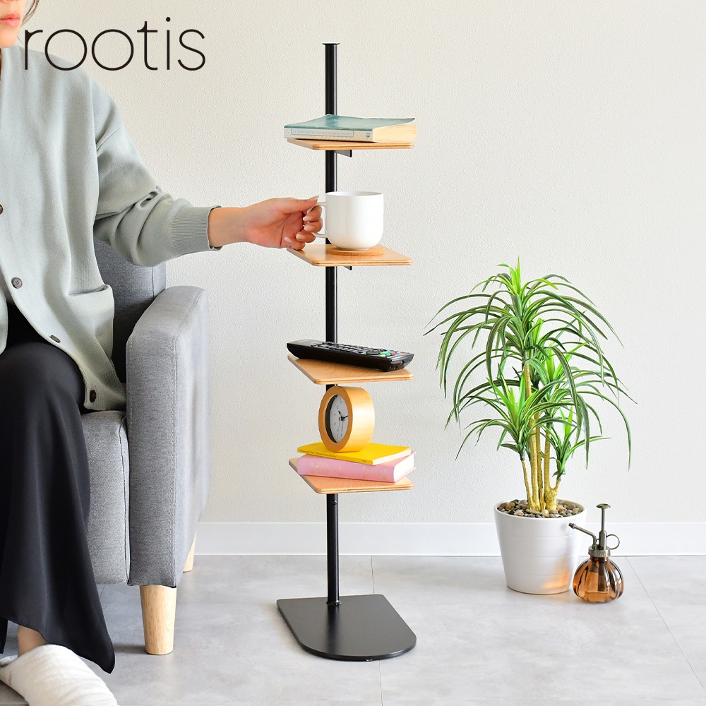 bokula スタンド型サイドテーブル【木棚4段】