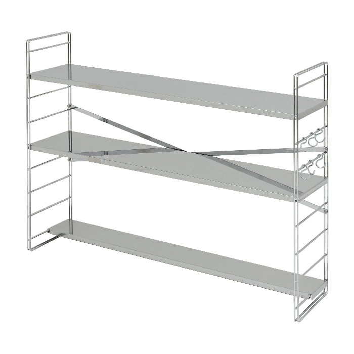 ステンレス棚 コンロ奥ラック【排気口カバー上・3段／幅80cm】