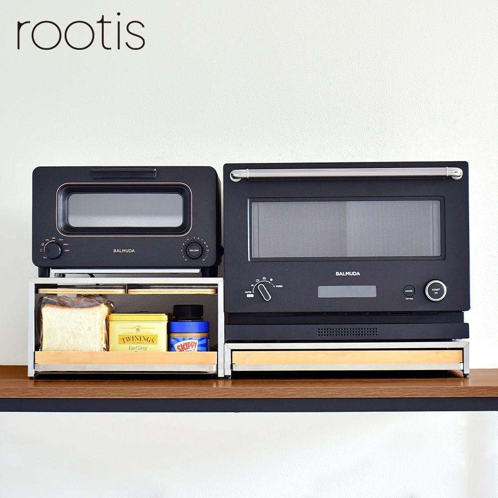 bokula ステンレス製 家電下スライドテーブル【幅45×奥行36.5cm／オーブンレンジラック対応】