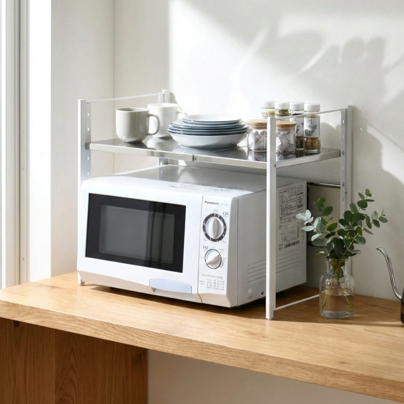 ステンレス棚 カウンター上伸縮ラック【1段タイプ】 | カウンター上