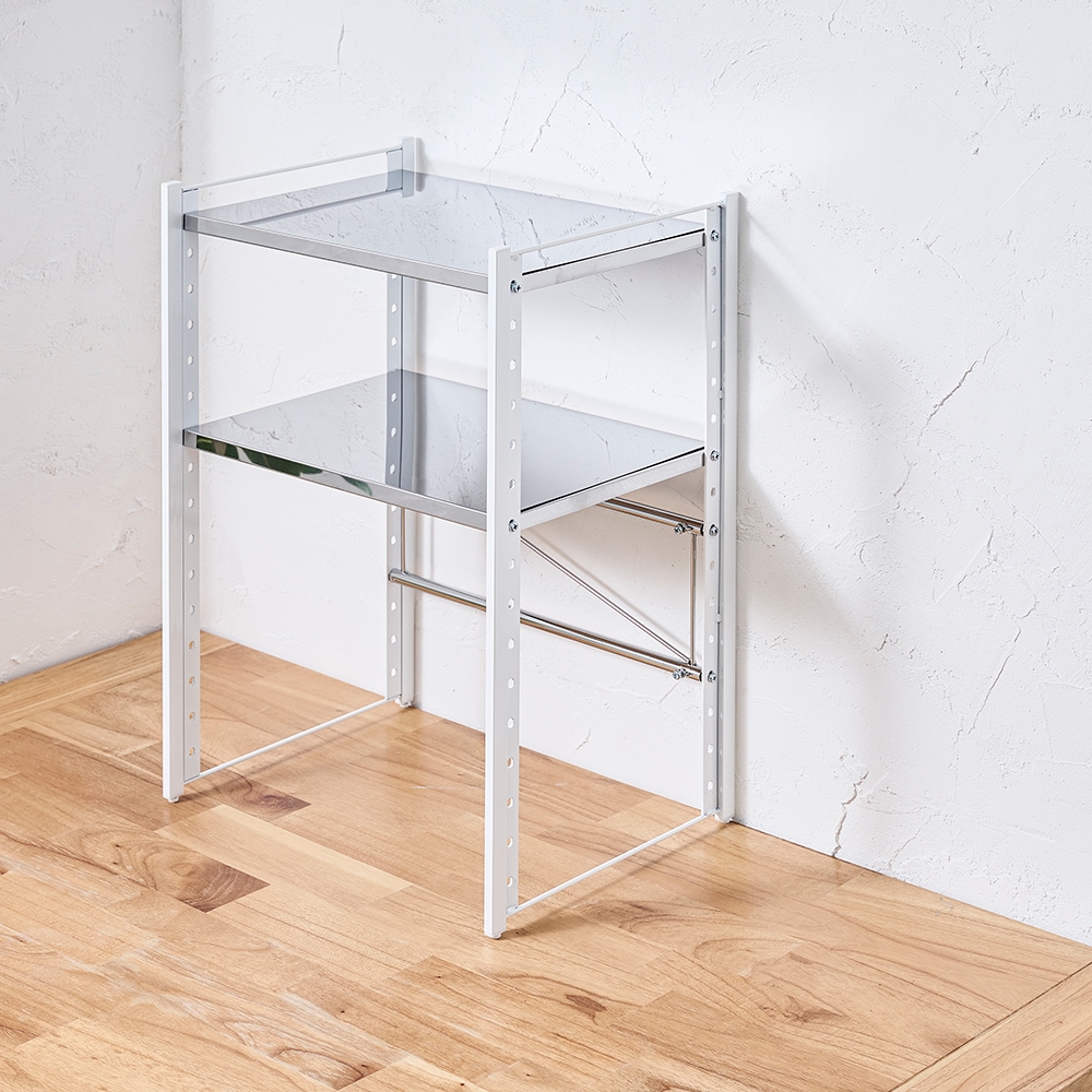 ステンレス棚 カウンター上伸縮ラック【2段タイプ】 | カウンター上