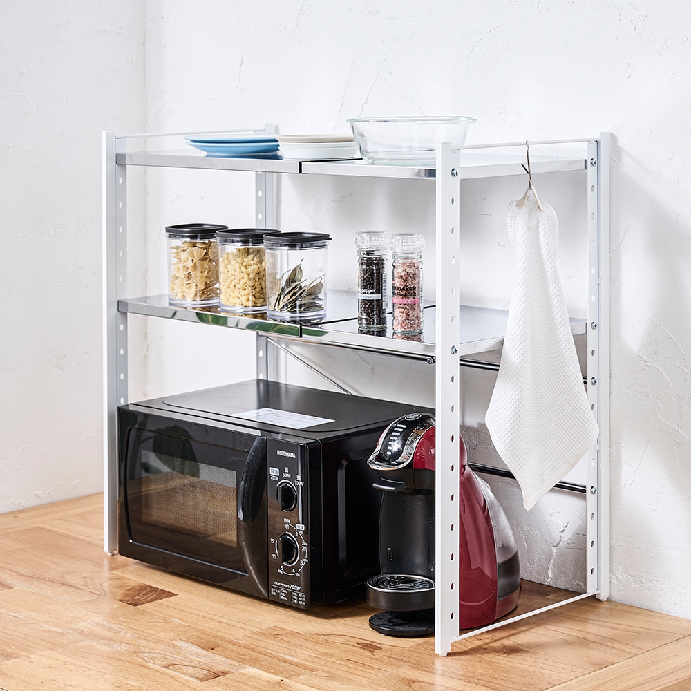 ステンレス棚 カウンター上伸縮ラック【2段タイプ】 | カウンター上