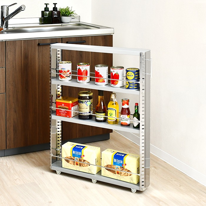 ステンレス製 隙間収納ワゴン【幅10×高さ81cm】