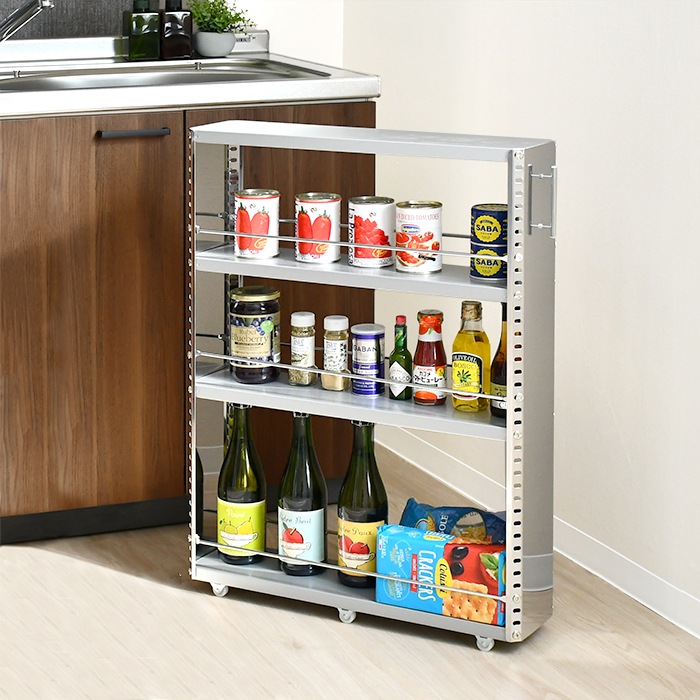 ステンレス製 隙間収納ワゴン【幅15×高さ81cm】